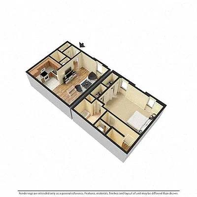 Floor plan 2 bedroom 1.5 bath Townhome