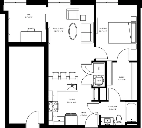Floor plan A7 - One Bedroom + Den