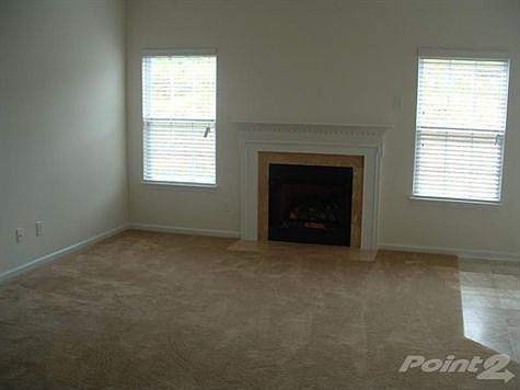 Great Room: Gas Log Fireplace and Window Treatments