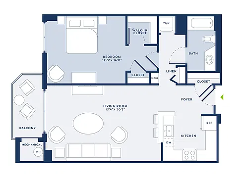 Floor plan 1 Bed/1 Bath-B9
