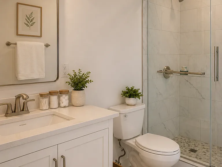 1+1 Bathroom *new* - Digitally-rendered photo, measurements /proportions approximate