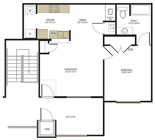 Floor plan 1 Bedroom