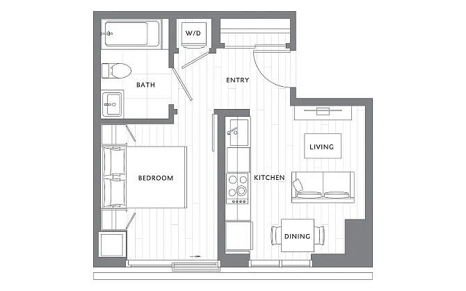 Floor plan 1 Bedroom 1 Bath A2