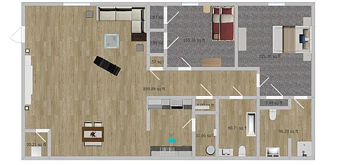 Floor plan 2 Bed 2 Bath