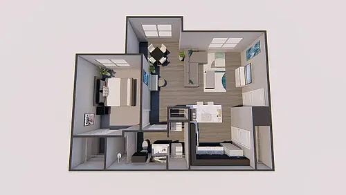 Floor plan 1 Bed 1 Bath Lounge