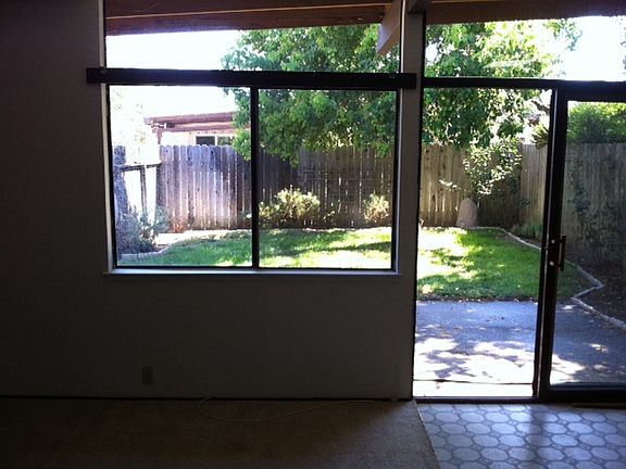 view of backyard from the living room