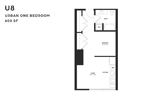 Floor plan U8 Urban One Bedroom