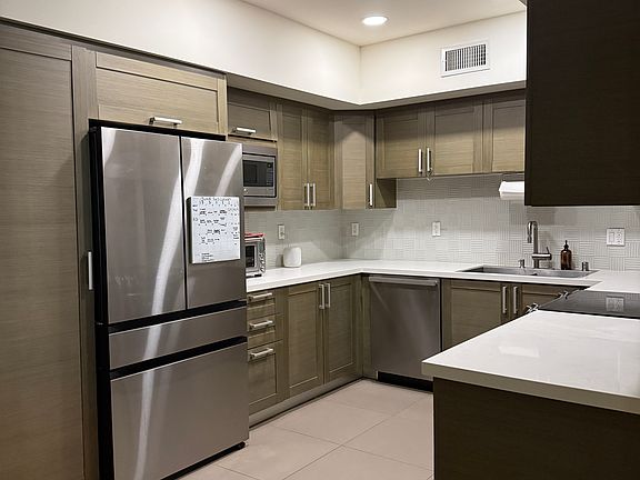 Kitchen with new Samsung Bespoke fridge with flex drawer