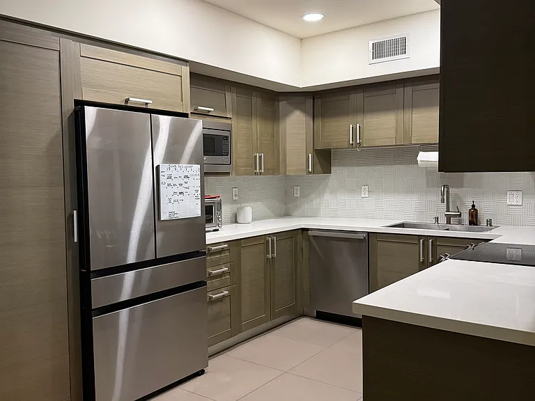 Kitchen with new Samsung Bespoke fridge with flex drawer