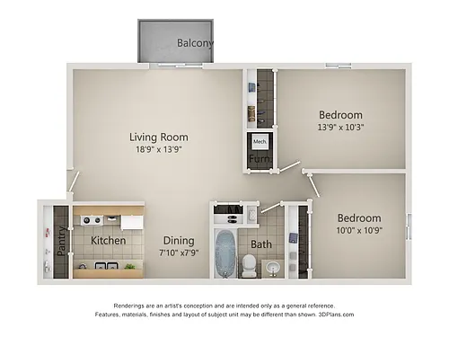Floor plan 2 BR Garden