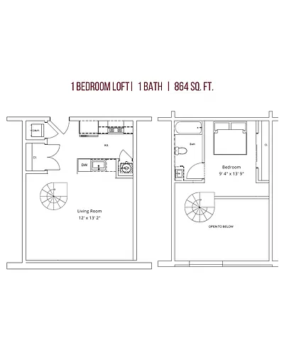 Floor plan 1 Bedroom Loft