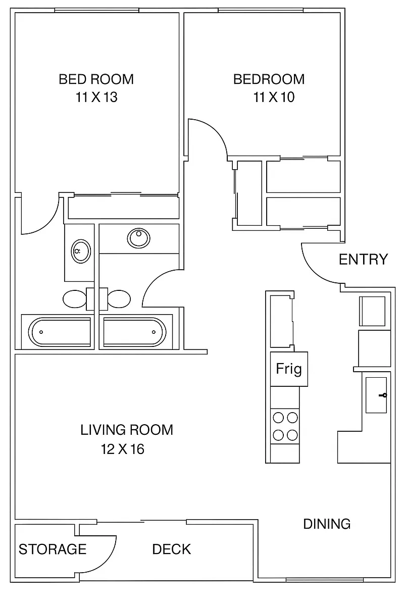 Floor plan 2 Bedroom 2 Bath
