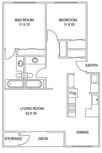 Floor plan 2 Bedroom 2 Bath