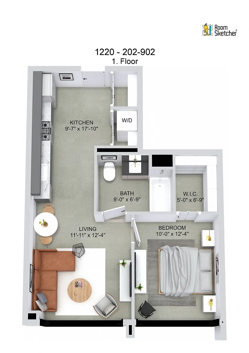 Floor plan J7 1 Bed, 1 Bath