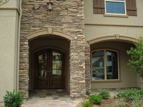 Stacked stone entry.