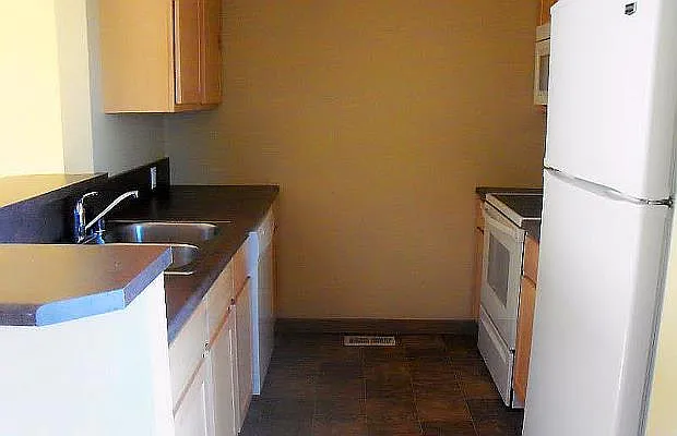 Kitchen with Fridge, Range, and Microwave