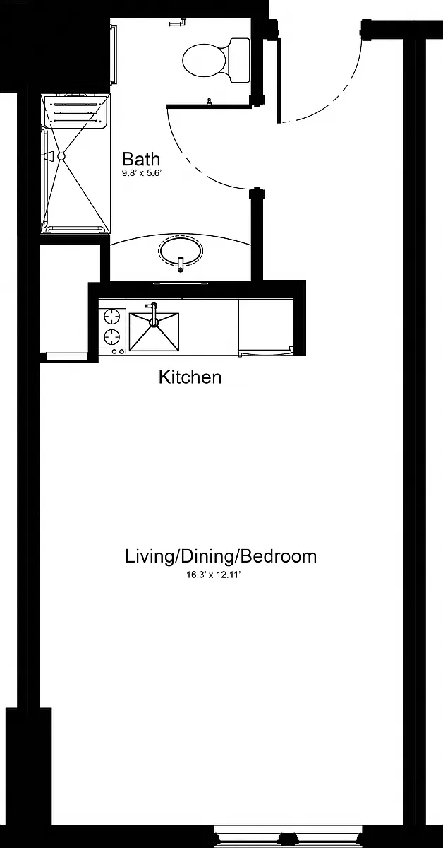 Floor plan ORI Smart Furnished Convertible 1Bed A3