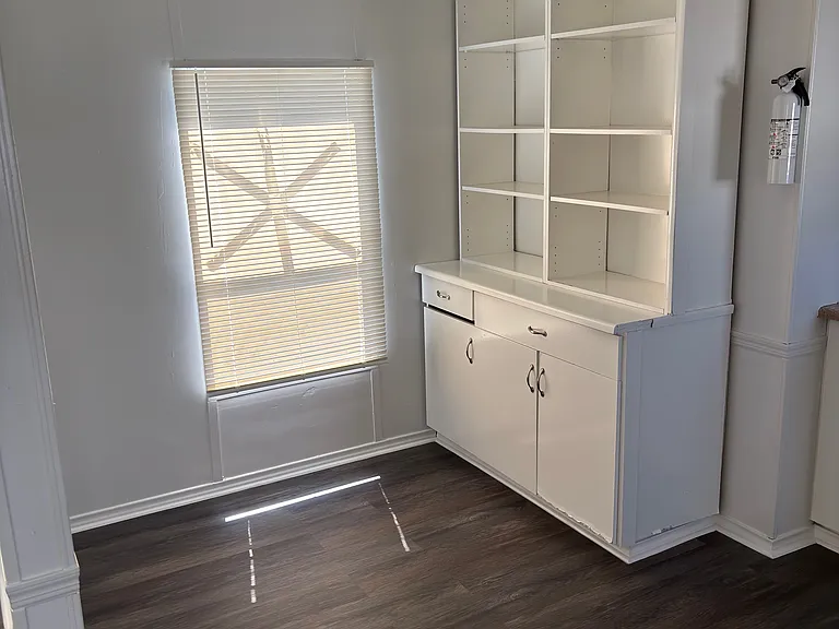 Dining area with lots of built-in storage!