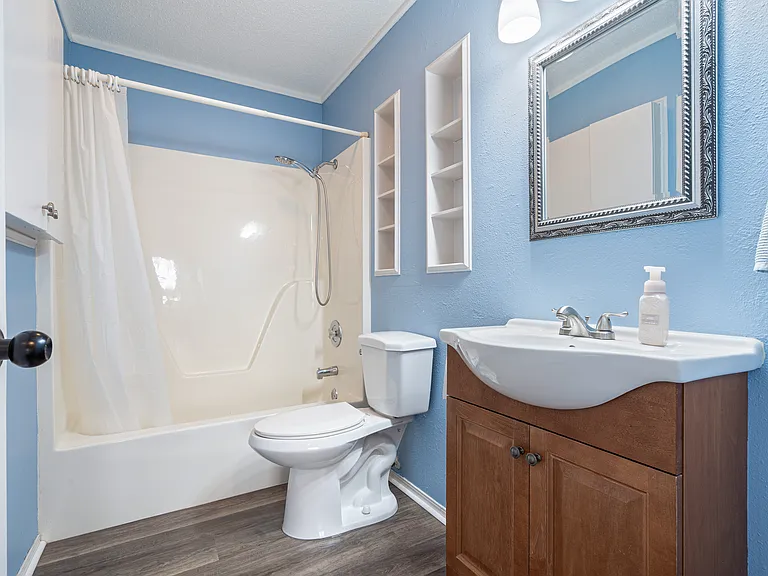 2nd full Bathroom. Brand new flooring. Lots of storage, cupboards and shelves.