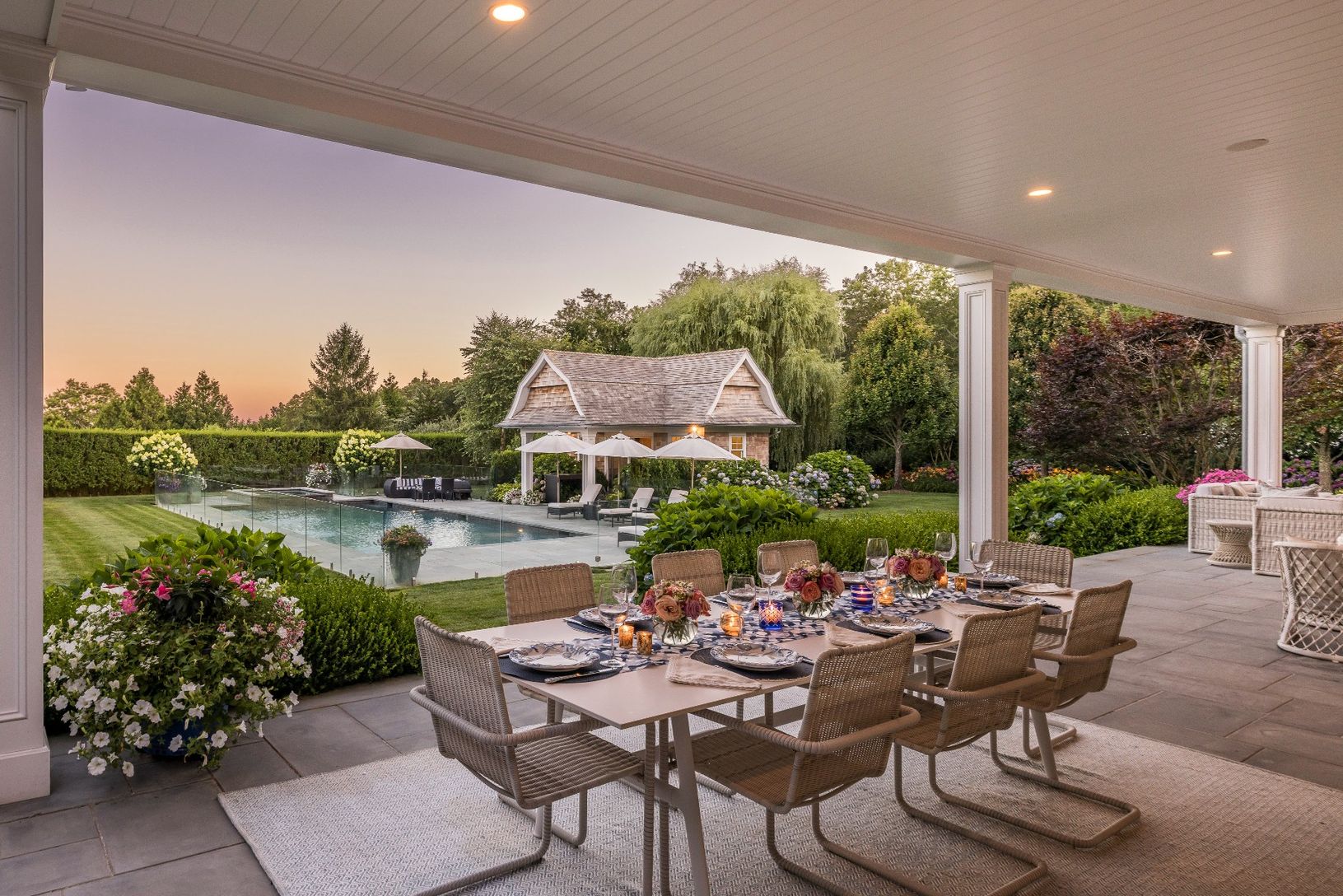Outdoor dining on the covered porch