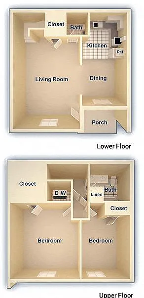 Floor plan Two Bedroom Townhome