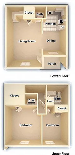 Floor plan Two Bedroom Townhome