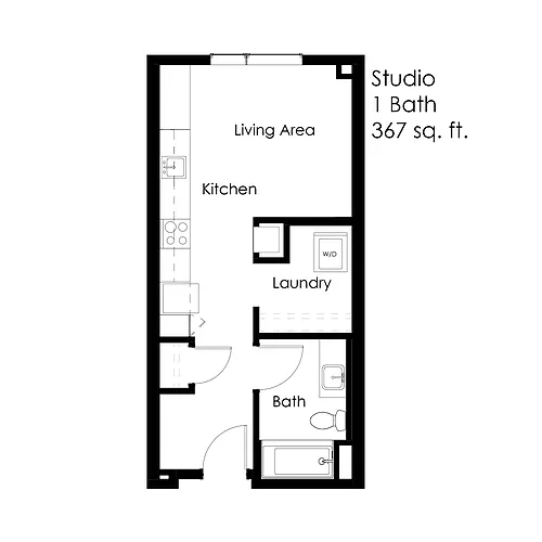 Floor plan 0 Bed / 1 Bath 367 sq ft SC Studio
