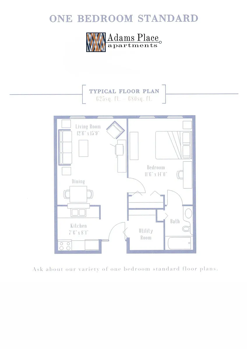 Floor plan One Bedroom Standard