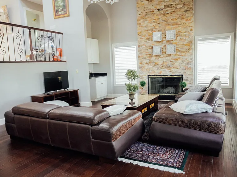 Living room with fireplace