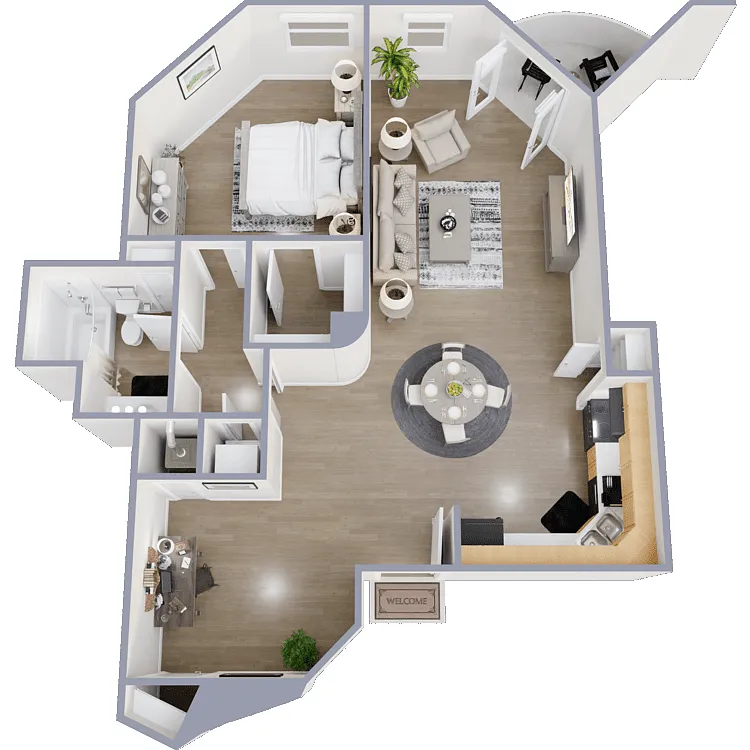 Floor plan 1 Bed 1 Bath F
