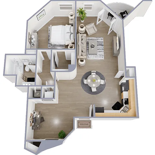 Floor plan 1 Bed 1 Bath F