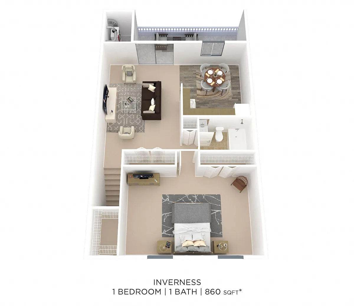 Floor plan One Bedroom - Inverness