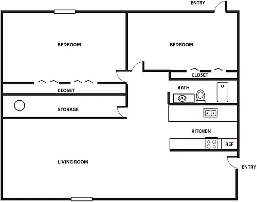 Floor plan 2-bed, 1-bath at Greenway