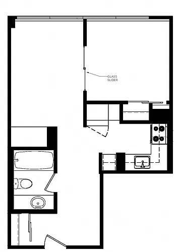 Floor plan 1 Bed 1 Bath B Junior