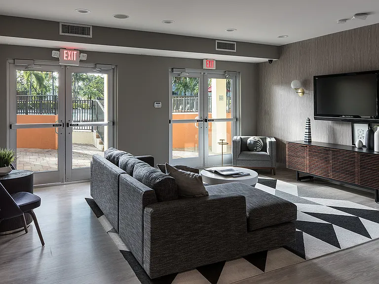 Clubhouse social lounge with TV