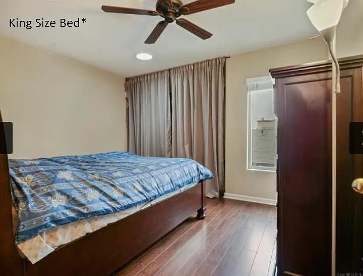 Floor #3: 12'x10' bedroom w/ closet. Bed in picture is king sized. Place will be UNFURNISHED.