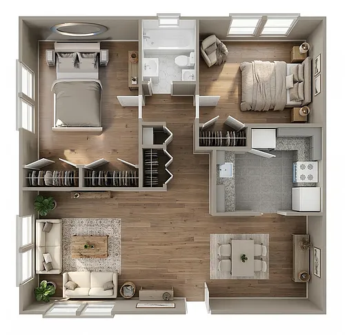 Floor plan 2 Bedroom 1 Bath