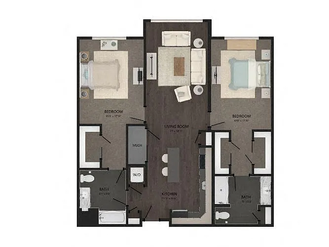 Floor plan 2 Bed/2 Bath-B11