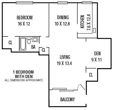 Floor plan 1Bedroom Den 1Bathroom