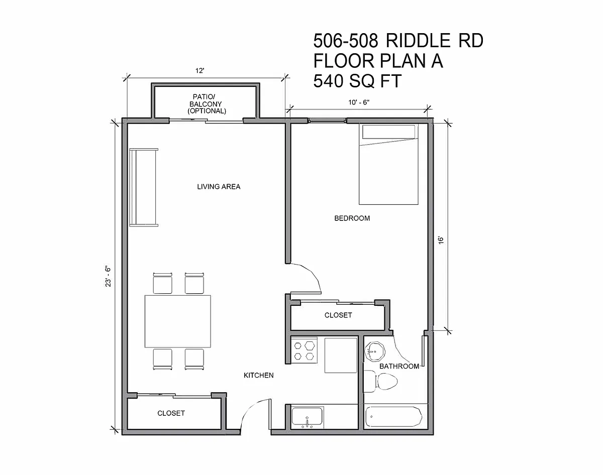 Floor plan 1 Bed With Balcony