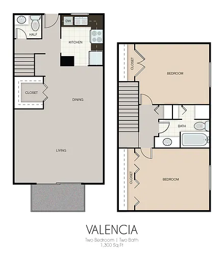 Floor plan 2 bedroom 1 1/2 bathroom MKT