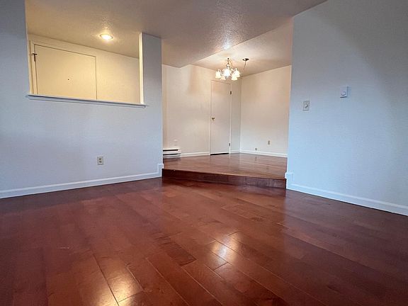 Open and bright, step-down living area