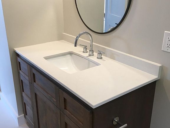 Guest bath custom cabinets, ceasarstone countertops
