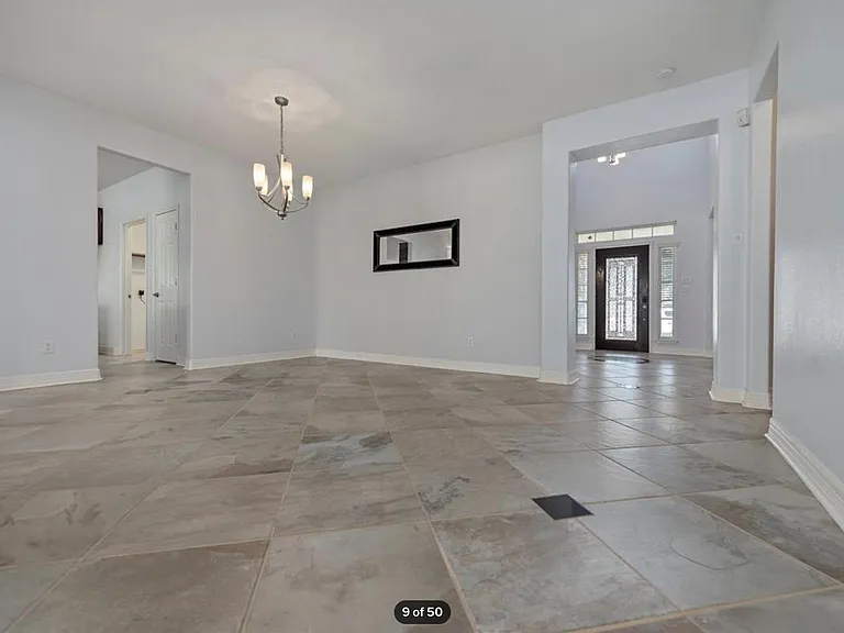 Dinning area looking out to custom entry tile