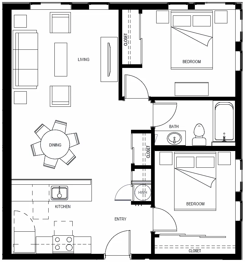 Floor plan 2 Bedroom 2-1