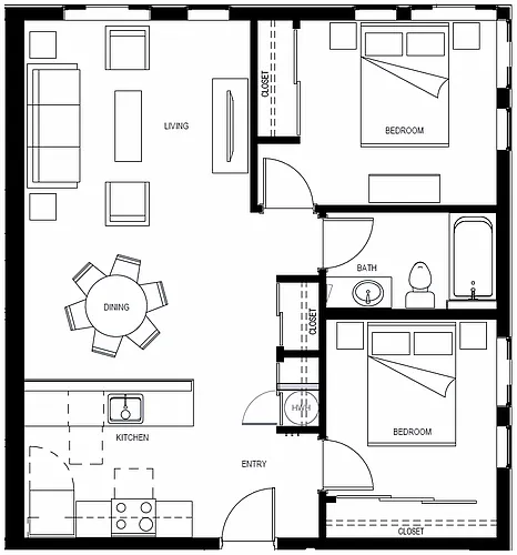 Floor plan 2 Bedroom 2-1