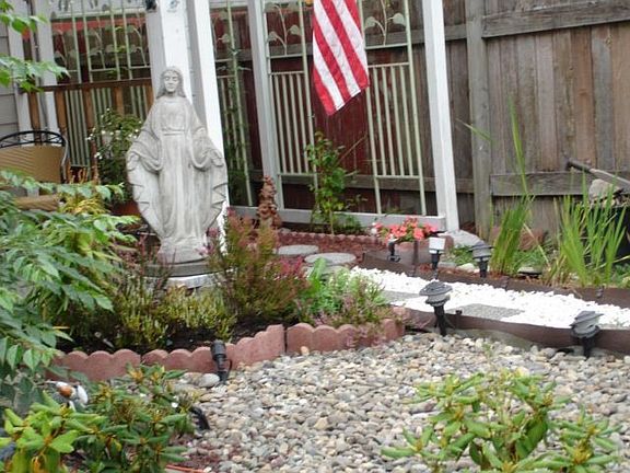 front  yard with pond 