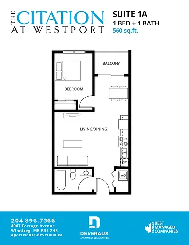 Floor plan 1 Bedroom, 1 Bathroom