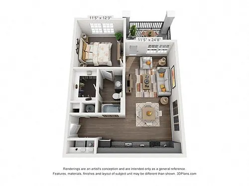 Floor plan Washington (1 Bed)