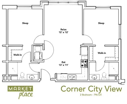 Floor plan 2 Bed 2 Bath